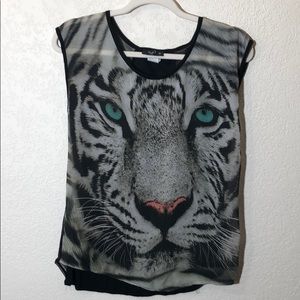 Love J Med. Sleeveless Sheer Gorgeous White tiger